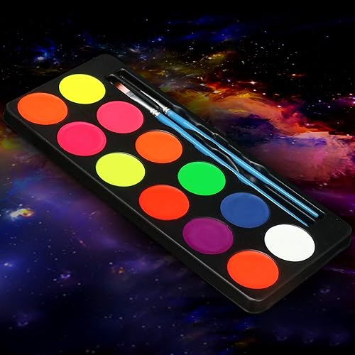 Miniatura 34 de Maydear Kit de pintura facial para niños, paleta de maquillaje a base de agua de 20 colores con plantillas, purpurina, pastel dividido de arcoíris