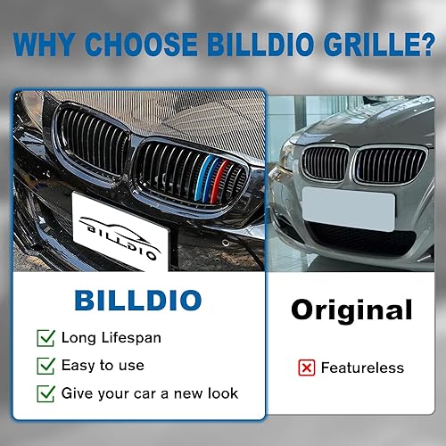 Miniatura 128 de Rejilla frontal negra brillante compatible con BMW Serie 3 G20 2019 2020 2021 2022 316i 318i 320i 328i 330i 330i 335i 340i Doble lamas negro