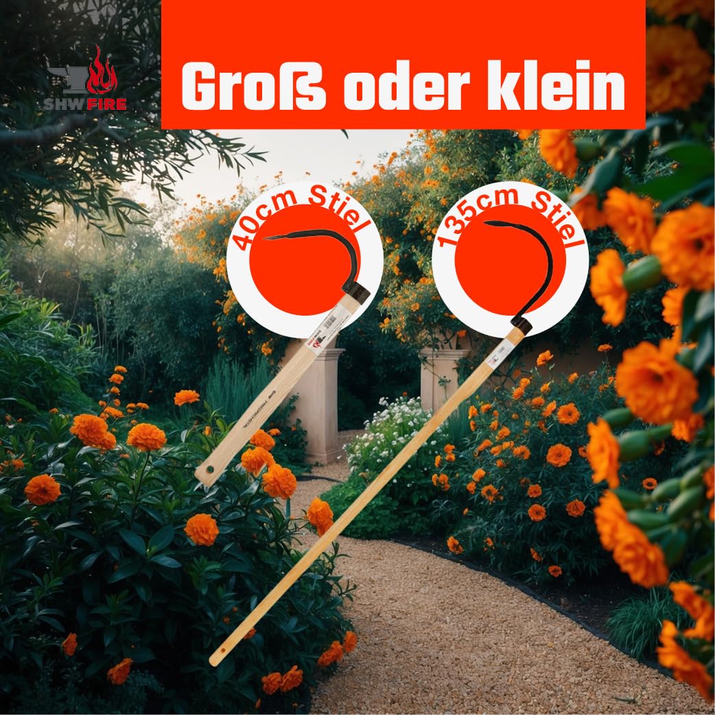 SHW-FIRE | Bio-Kultivator 135 cm mit geschmiedetem Sauzahn, robuster Spezialstahl, ergonomischer Eschenholzstiel, ideal für Hochbeete und eng bepflanzte Gärten | Made in Germany
