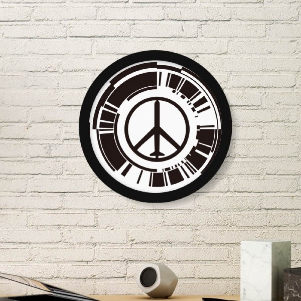 DIYthinker Peace Symbol Plane Nuclear Disarma T Anti-War Simple Design Illustration Pattern Round Simple Picture Frame Art Prints of Paintings Home Wall Decal Large Black