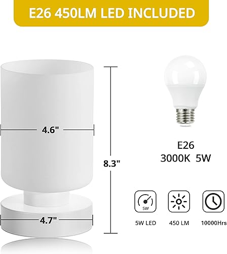 Miniatura 4 de Lámparas inalámbricas recargables para mesita de noche, funciona con batería de 5200 mAh, atenuación continua, lámparas táctiles para mesita de
