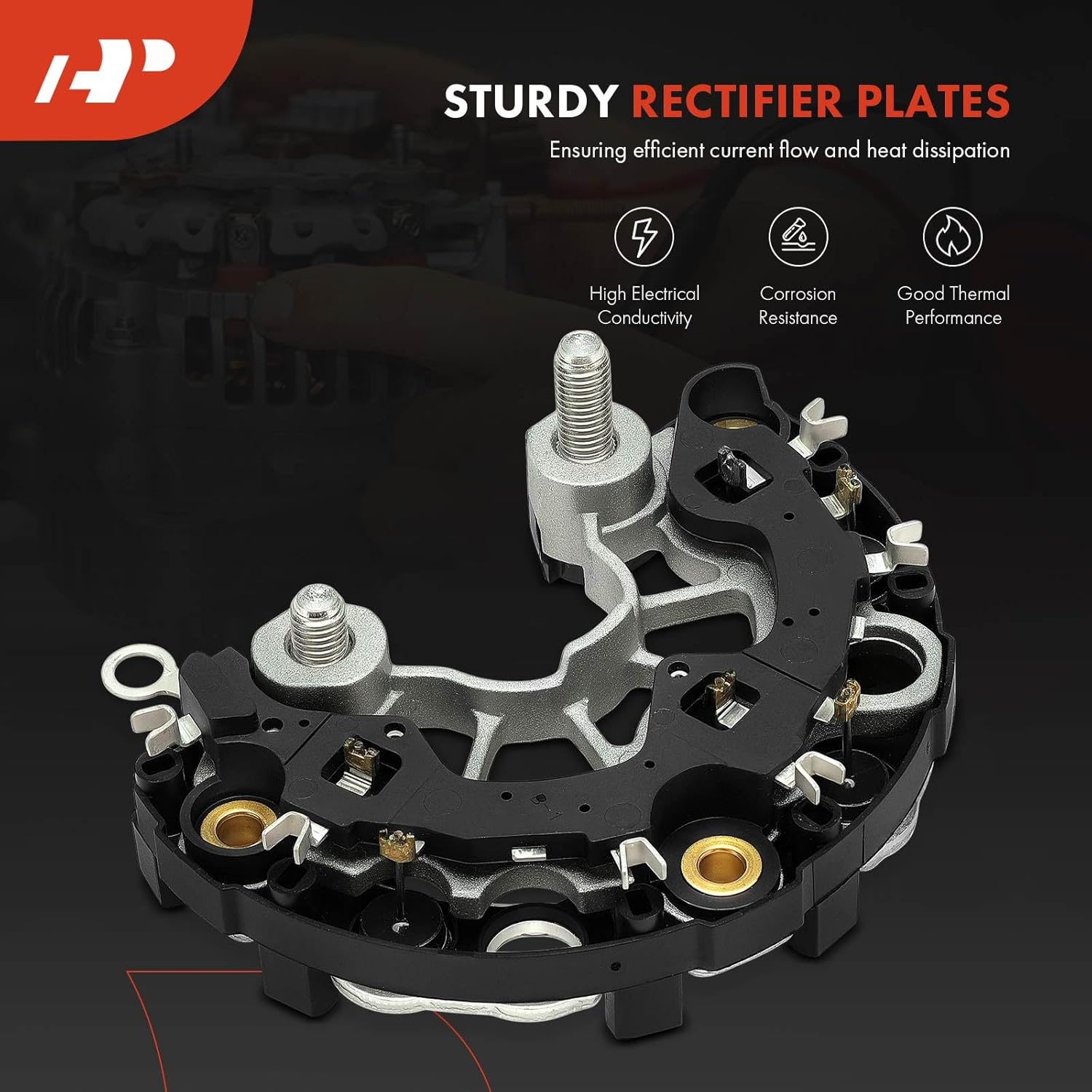 A-Premium Alternator Rectifier Compatible with Saab 9-3 2005-2011 2.0L, 9-3X 2010-2011 2.0L & Saturn Astra 2008-2009 1.8L, 12V Rectifier 6-50A Avalanche Diodes