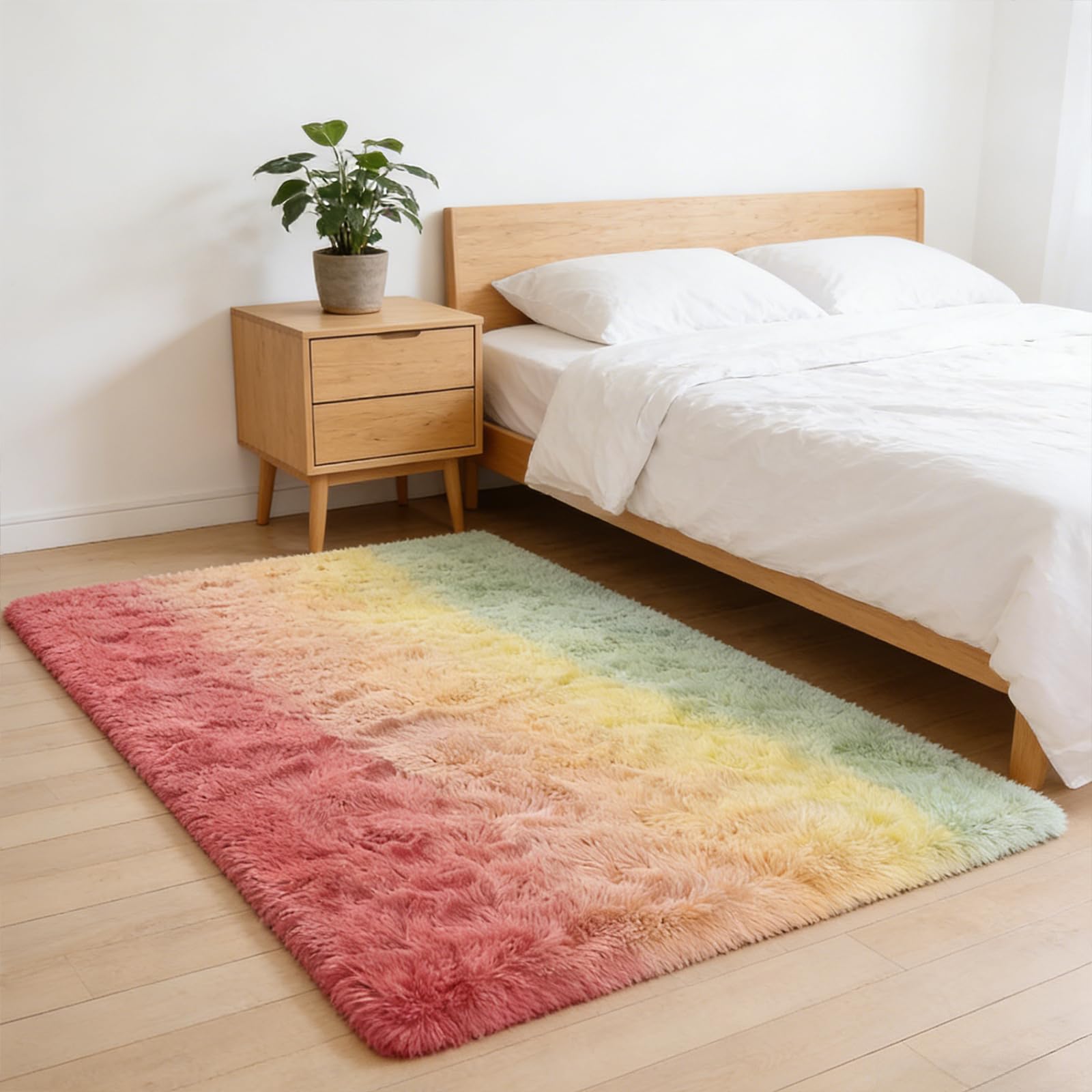 Tapis pour salon moelleux et chambre enfant grand tapis arc-en-ciel
