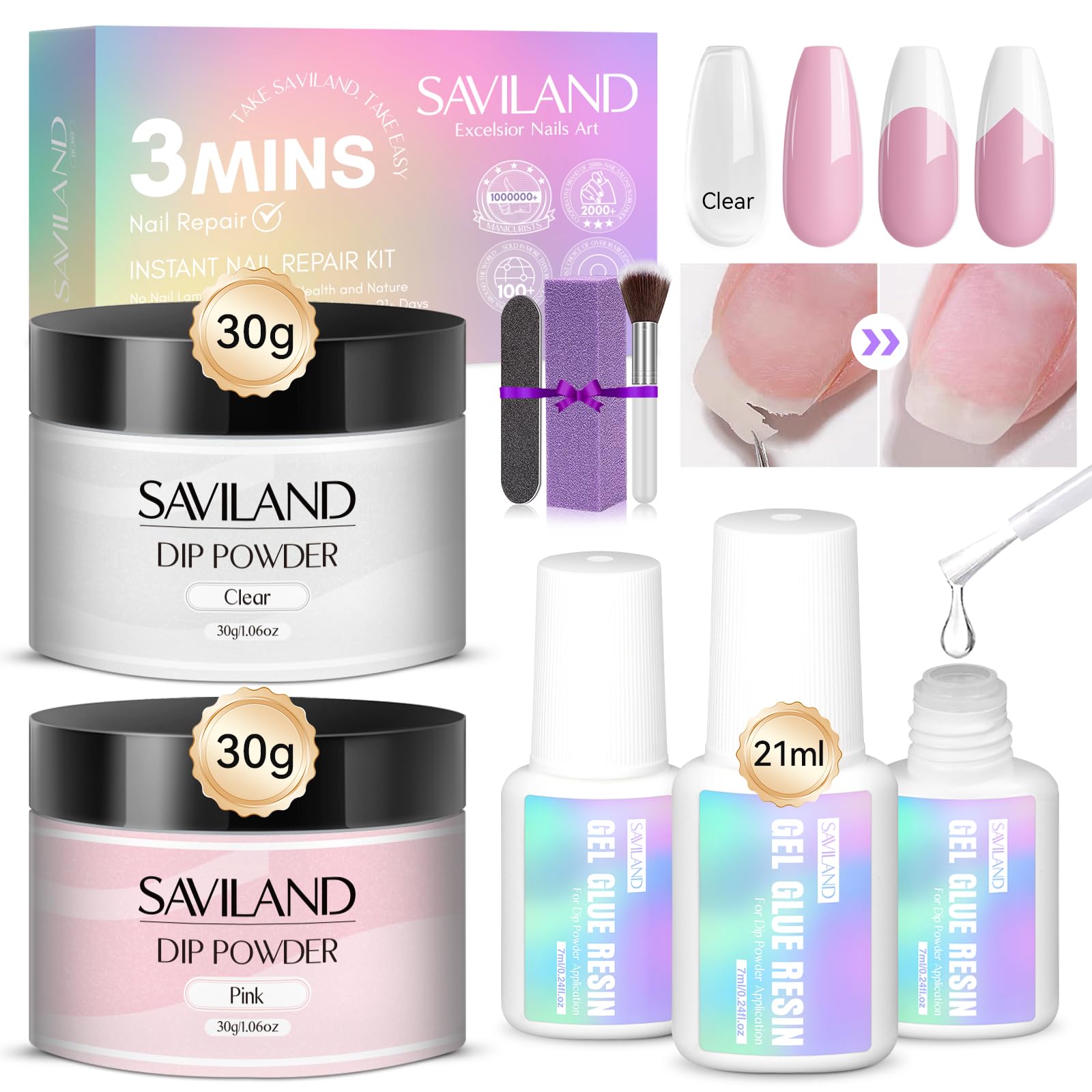 Amazon.com : SAVILAND 60g Nail Repair Kit for Split Damaged Nails