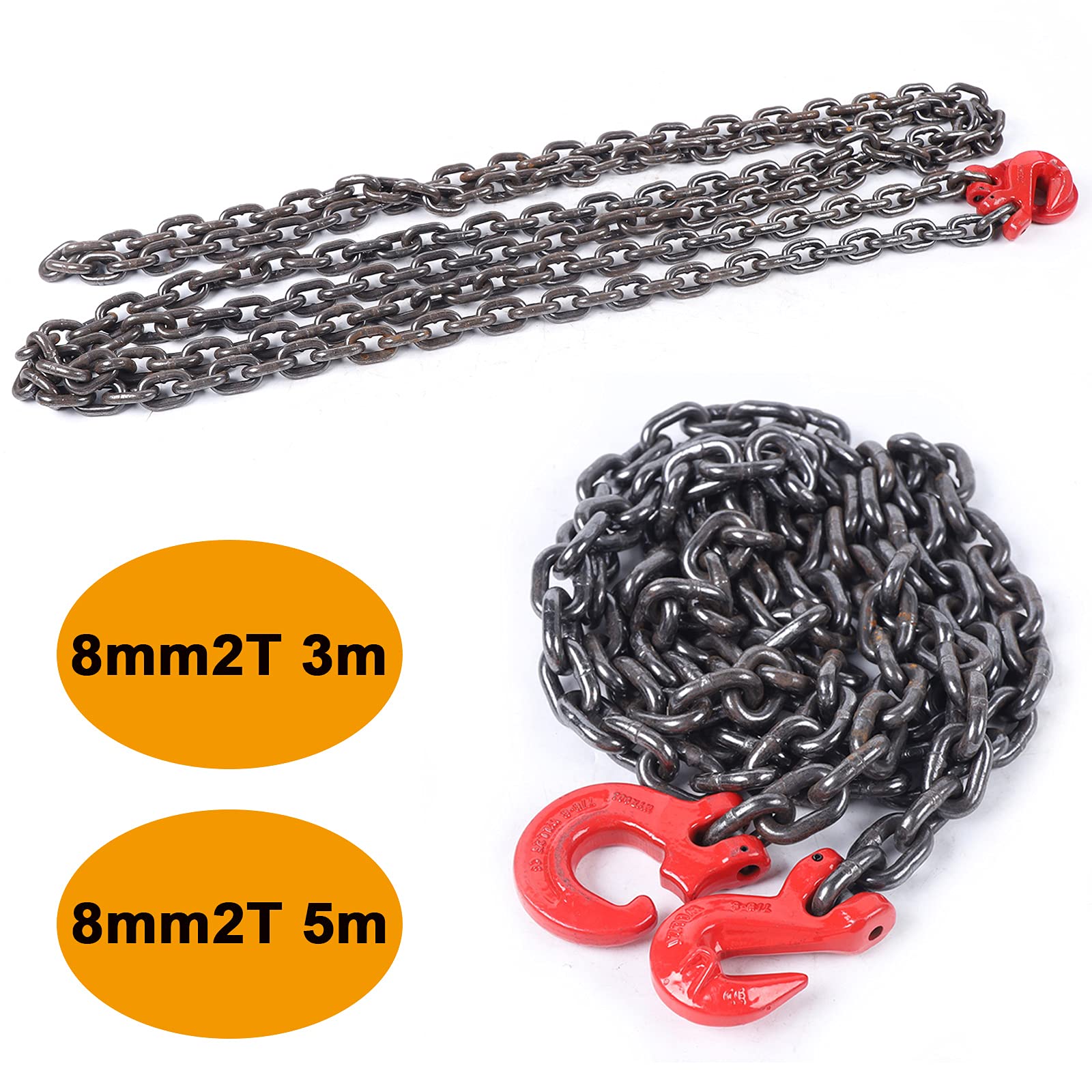 3m/5m Chaîne forestière Chaîne coulissante Chaîne de levage Chaîne d'ancrage Chaîne de grue Chaîne de remorquage Chaîne de grue Haute résistance Chaîne à 1 brin 8mm Chaîne d'ancrage Outils de levage