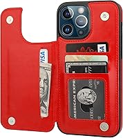 Vista 10 de ONETOP - Funda tipo cartera compatible con iPhone 13 Pro Max con tarjetero, piel sintética, ranuras para tarjetas, doble cierre magnético y funda
