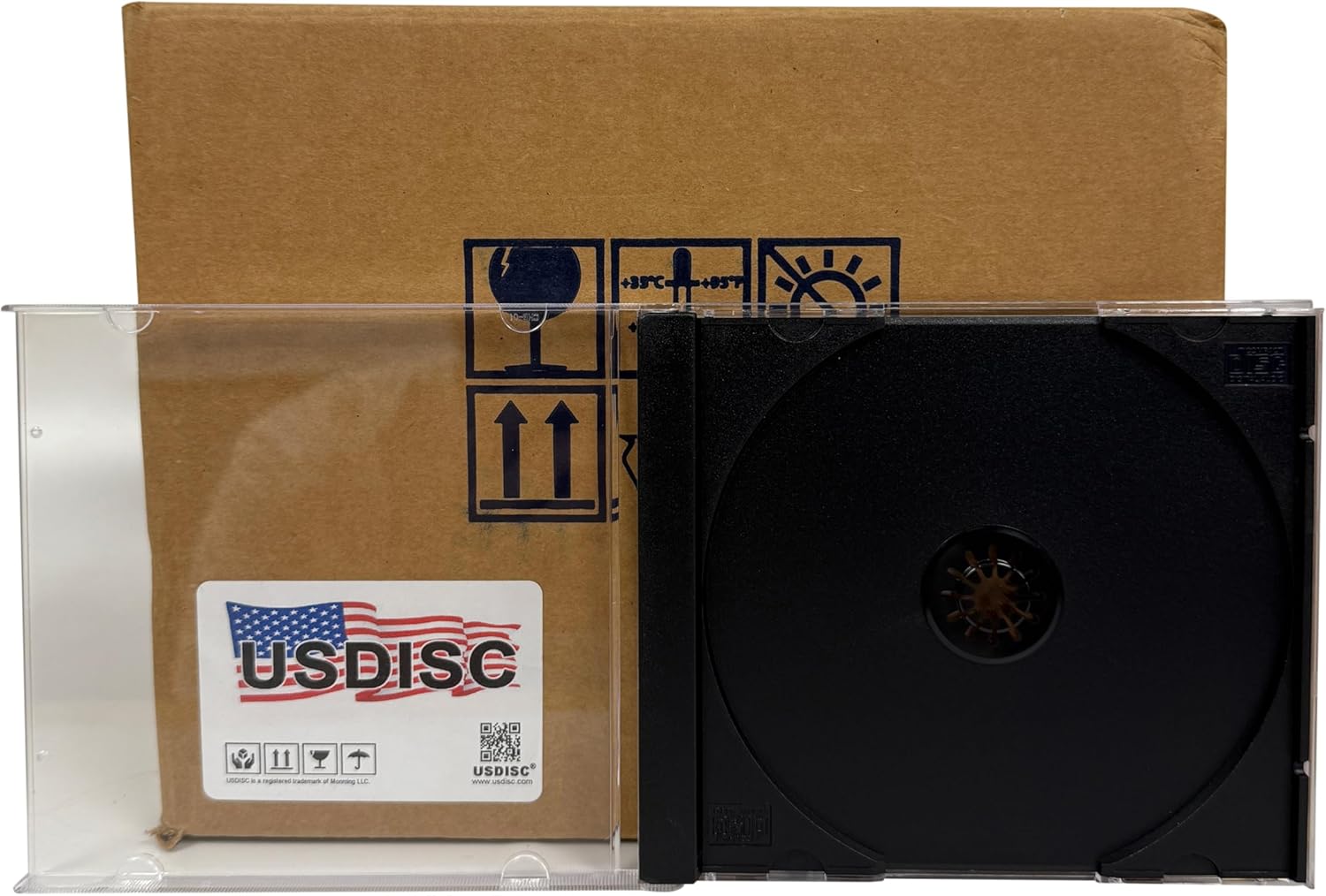 USDISC CD Jewel Cases Standard 10.4mm Heavyweight 90g, Single 1 Disc, Black, Pack of 100
