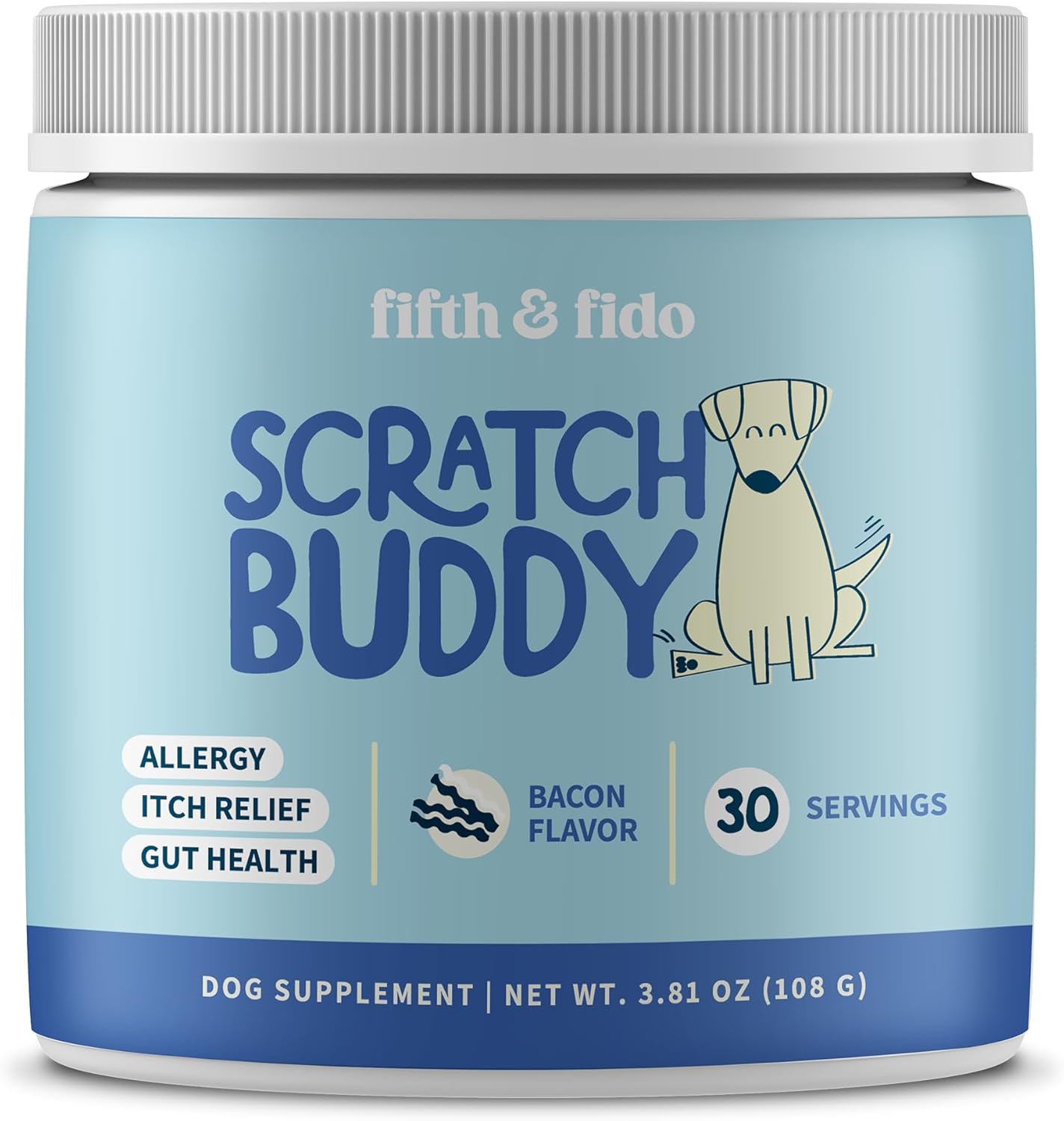 Scratch Buddy Dog Allergy Relief Powder with Colostrum, Spirulina & Turkey Tail Mushroom - Natural Itch Relief for Dogs - Anti Itch Supplement for Seasonal Allergies, Skin Health & Paw Licking - Bacon