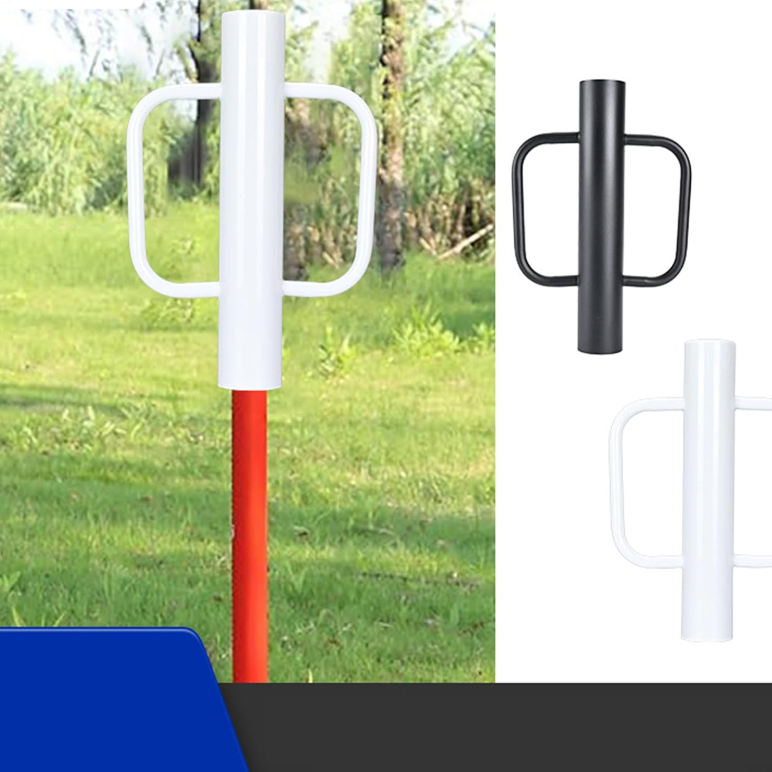 17" Fence Post Pounder White Iron Construction Easy Install Driver for Wooden & Metal Posts Professional Portable Fence Post Installation Tool