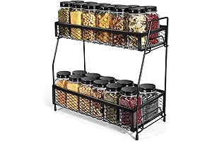 2-Tier Spice Rack Organizer, Foldable Countertop Herb and Spice Storage