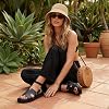CUSHIONAIRE Sandalias Erika para Mujer con Banda Recortada y Tobillera, Sandalia con Plantilla Acolchada, Ancho Disponible 5