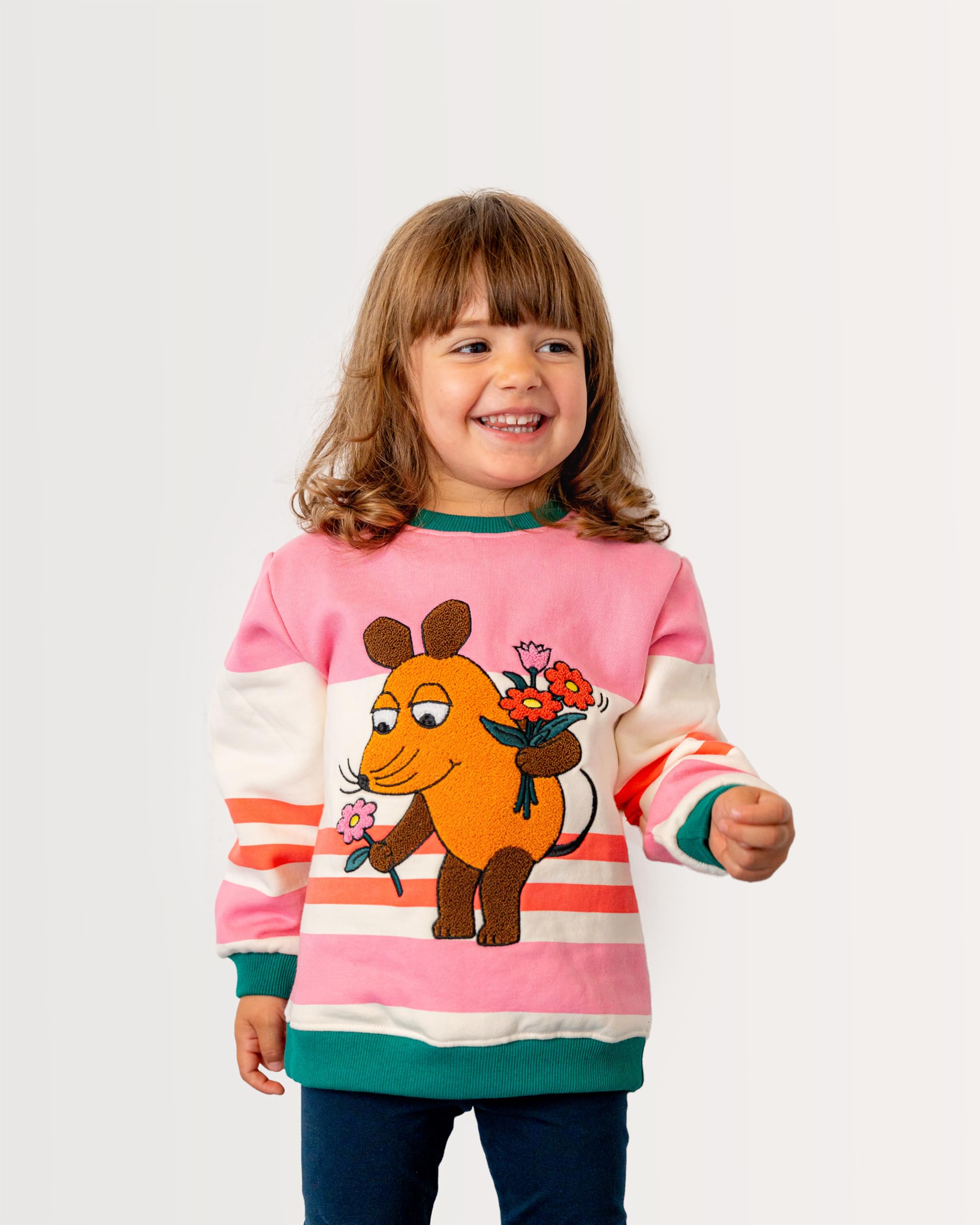 koaa Die Maus Frühling Sweatshirt - Sendung mit der Maus, Pink, 100% Bio-Baumwolle, Kids Sweater, Pullover Jungen, mädchen Langarmshirt, 98-128