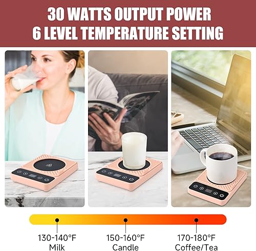 Miniatura 15 de Calentador de tazas – Calentador eléctrico de taza de café con temporizador, calentador de taza de café para escritorio apagado automático, control