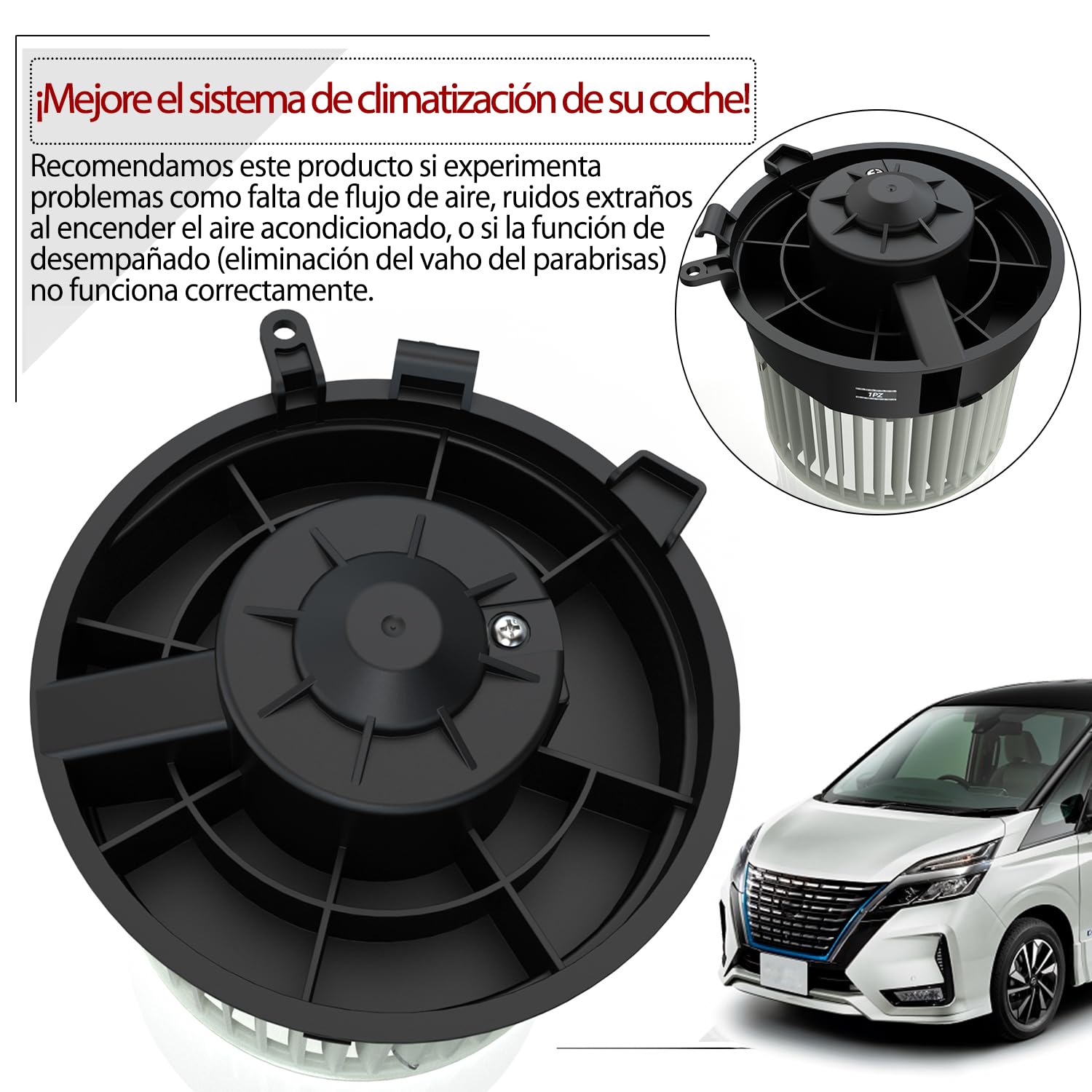 1PZ ES2-MT7 Motor del ventilador de calefacción Reemplazo para NISSAN J10 NJ10 Qashqai/Qashqai+2 I 27225EN000 27225ET00A 27225ET00B 27225ET10A 27225ET10B 27225JD00A 27226JE20A