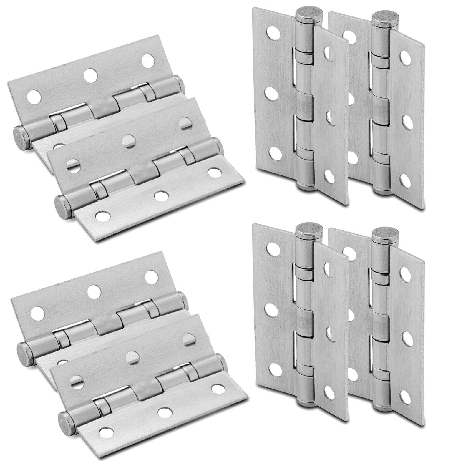 Xfort Satin Chrome 3 Inch (75Mm) Ball Bearing Door Hinges In Internal Door Hinges For Wooden Doors - 8 Pack