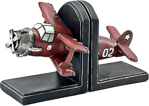 Bellaa 24230 Sujetalibros decorativos vintage con extremos para libros de avión, estantes industriales rústicos antideslizantes, soporte para