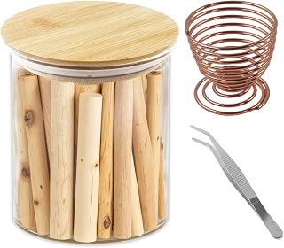 Klmnop Palo Santo Incense Sticks Glass Storage Tank, Moisture-Proof Sage Smudging Incense Storage Box with Wooden Lid for 4 inch Palo Santo for Meditation Healing Yoga(Clear)