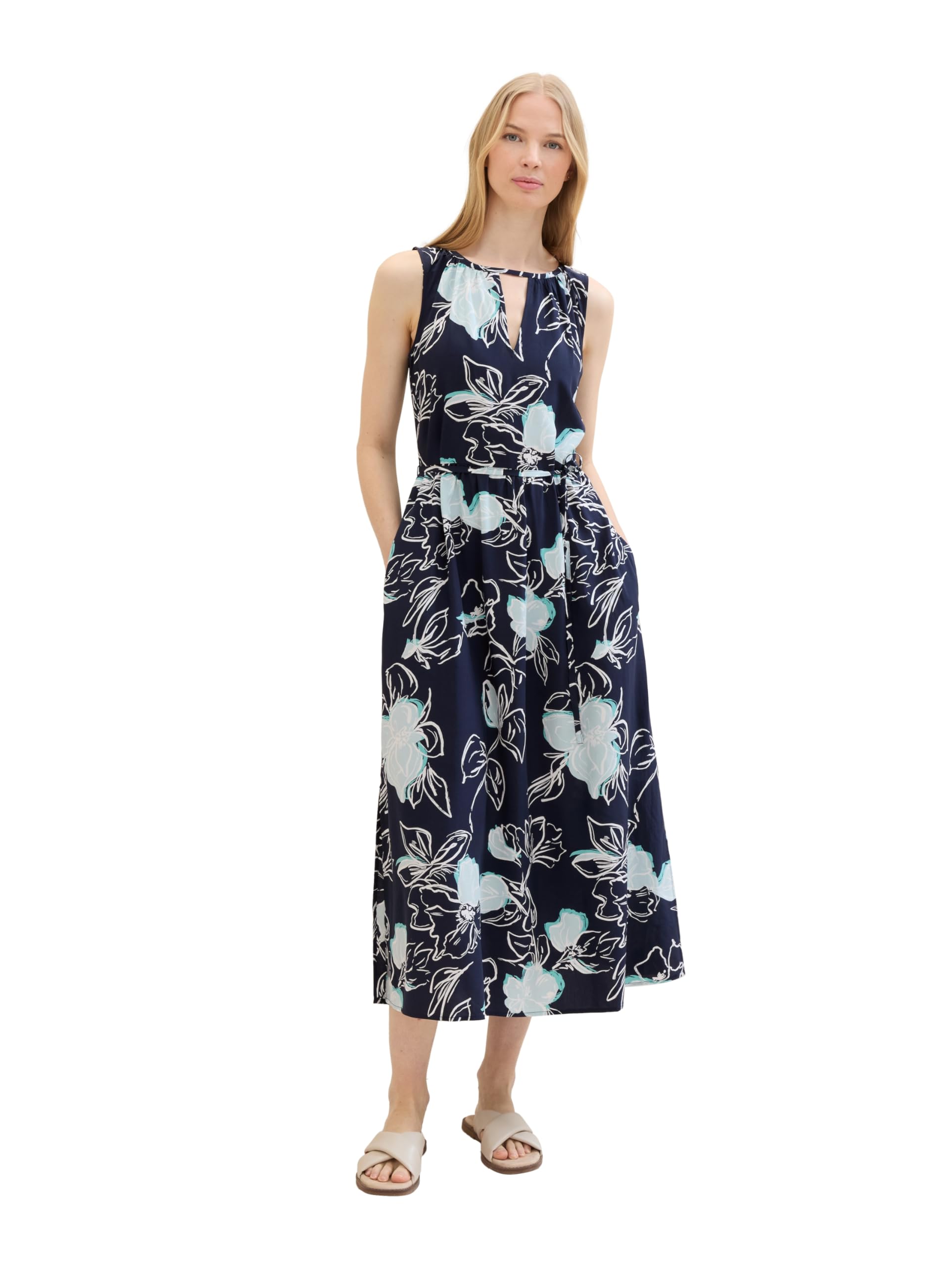TOM TAILOR Women's Maxi Dress with Tie Belt