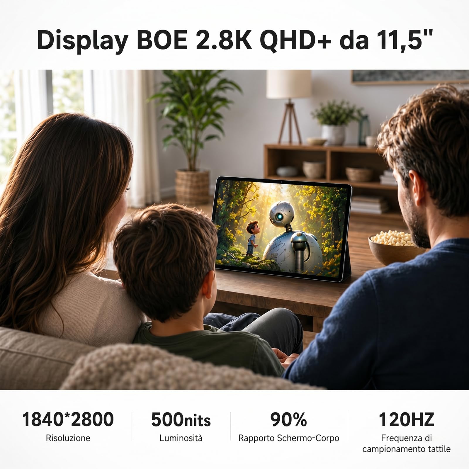Tablet Android 16 da 11,5 Pollici con Bundle Tastiera, Display BOE 2.8K | Ampio spazio 32GB+256GB | Luminosità 500 nit | Gemini AI | Slot Dual SIM e garanzia di 4 anni per famiglia, studenti e viaggi