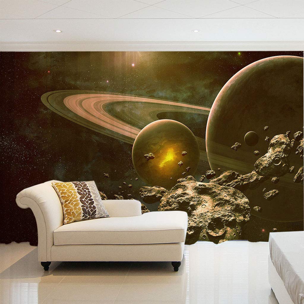 Rideaux voilages à oeillets pour salon moderne et balcon, décor planète tamisant 132x160cm