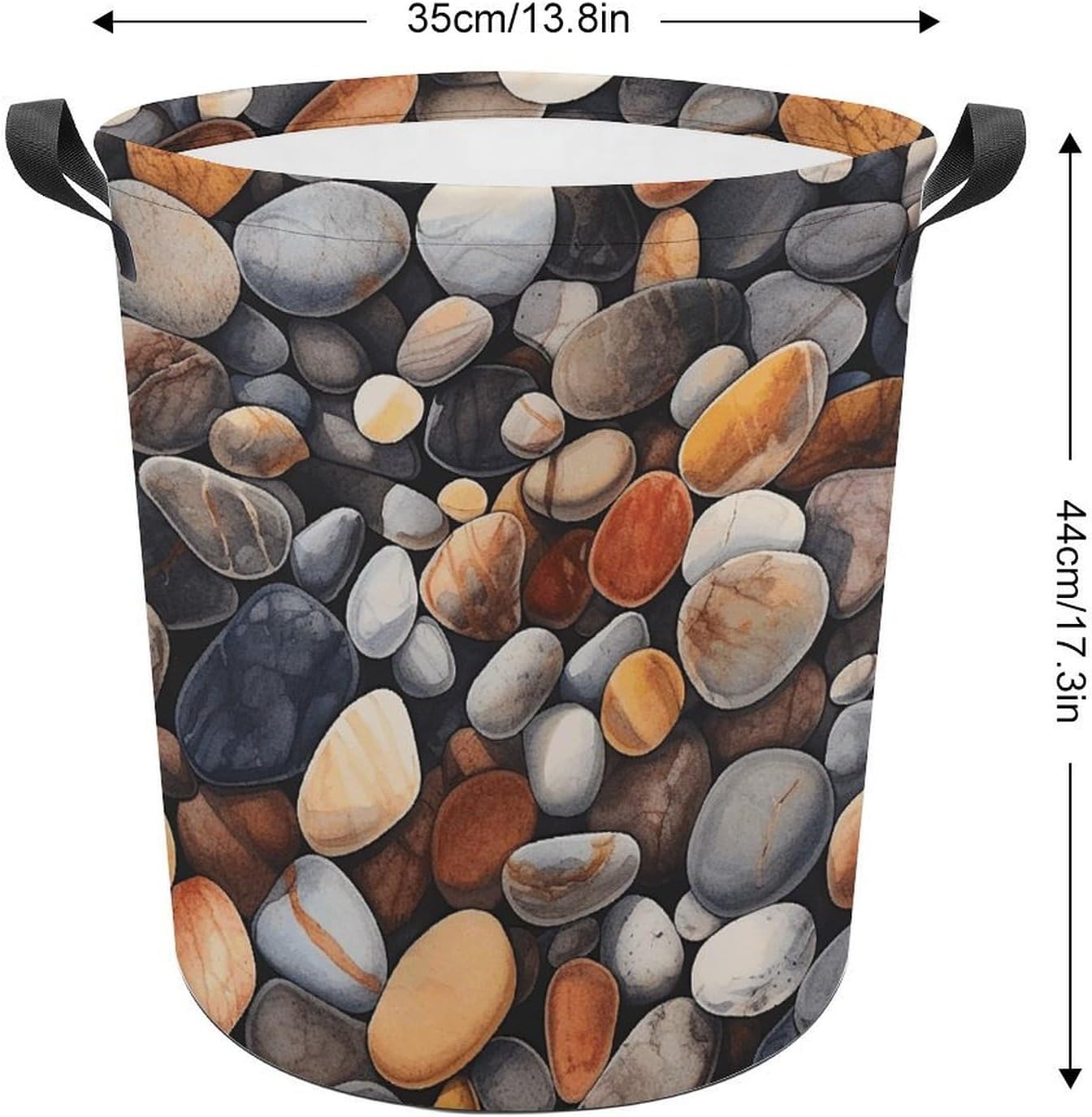 Rocks And Pebbles Laundry Basket Foldable Oxford Cloth Laundry Hamper Tote Bag Clothes Toy Storage Bucket For Bathroom Laundry Bedroom 44x35cm image 2