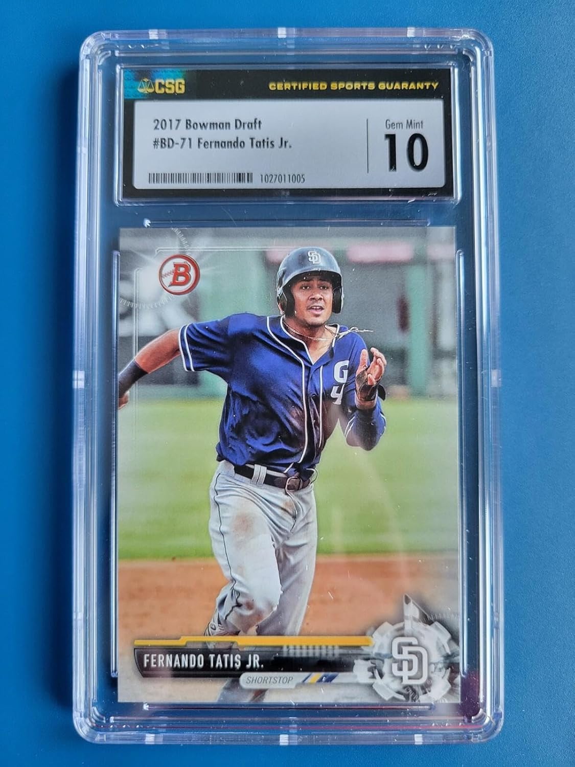 Fernando Tatis Jr 2017 BOWMAN DRAFT RC #BD-71 SAN DIEGO PADRES - CSG 10 GEM MINT - Baseball Cards