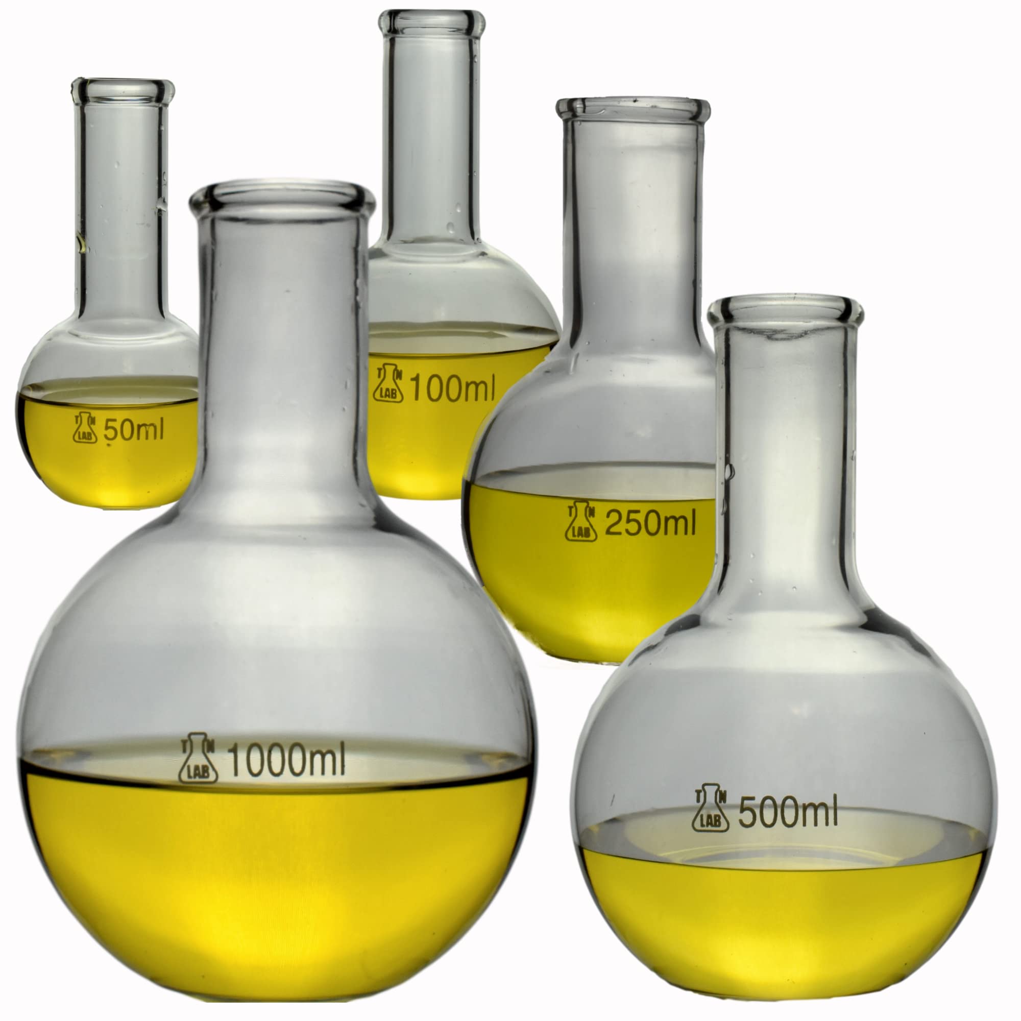 TN Lab Flat Bottom Boiling Flask 5-Piece Set 50-100-250-500-1000ml