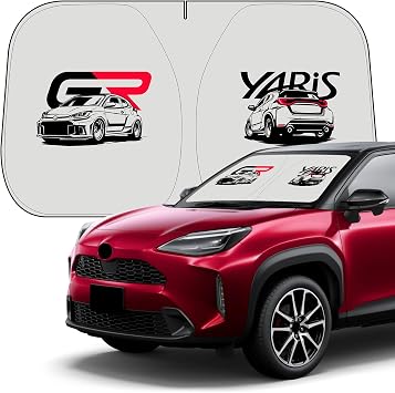 Enhanced Version Toyota Yaris/Yaris Cross Windshield Sun Shade, Sunshade Curtain, UV Cut, Vehicle-Specific Design, Interior Accessory, Easy Installation, with Storage Bag GR Yaris Parallel