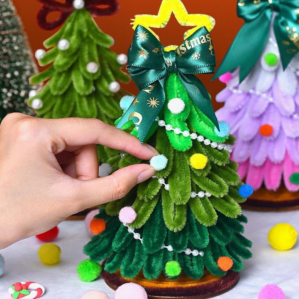 Ambachtelijke pijpenragers -knutselpakket voor het maken van een kerstboom, Crafts Home Decor, Feestartikelen Gunsten, Art Craft Set voor kleuters