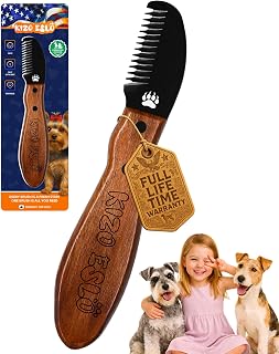 Stripping Knife for Dogs – Gentle Hand Stripping & Carding Knife for Terriers & Double-Coated Breeds, Solid Sapele Hardwood & Black Oxide Stainless Steel,Easy to Clean,Dog Grooming Tool(Right-Handed)