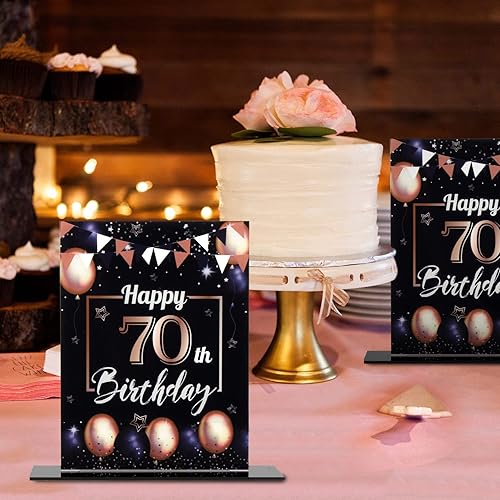 Miniatura 34 de LINGTEER Happy 11th Birthday Decorations, 2Pcs Black&Gold Stand Print Acrylic Table Centerpieces Backdrop Board- Cheers to 11 Years Old Fun Birthday