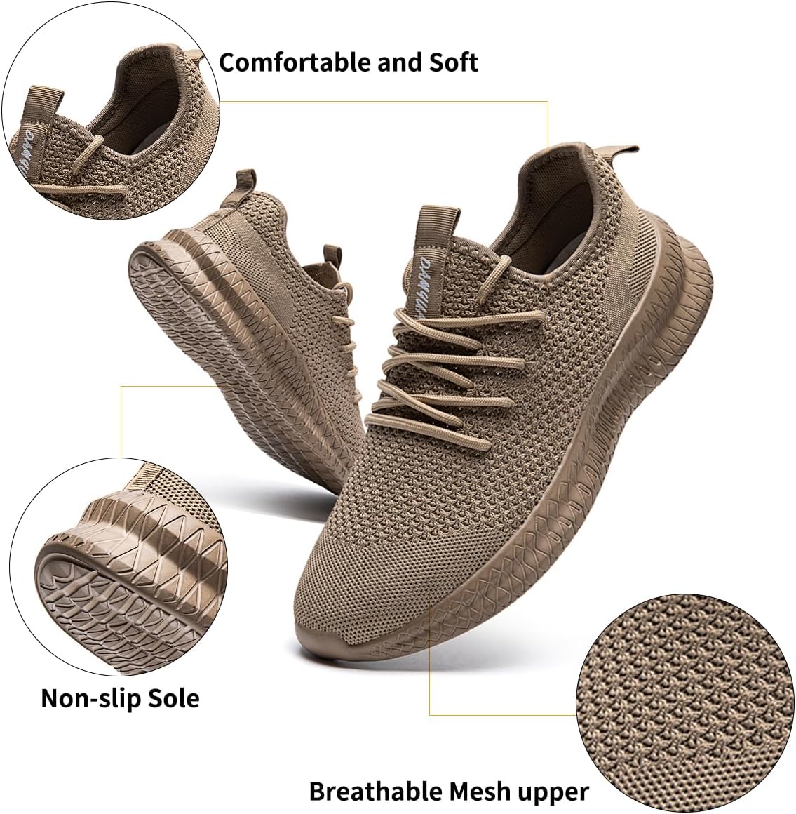 Mens Slip On Shoes Tennis Walking Gym Athletic Running Fashion Sneakers Workout Footwear Casual Sport Outdoors Breathable Knitted Mesh Lightweight - Image 3