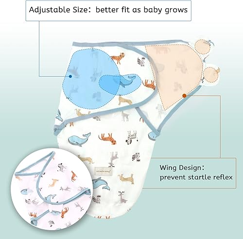Miniatura 6 de LAT - Manta para envolver con cremallera, fácil de ajustar, paquete de 3 unidades, saco de dormir para bebés recién nacidos, saco de dormir 100%