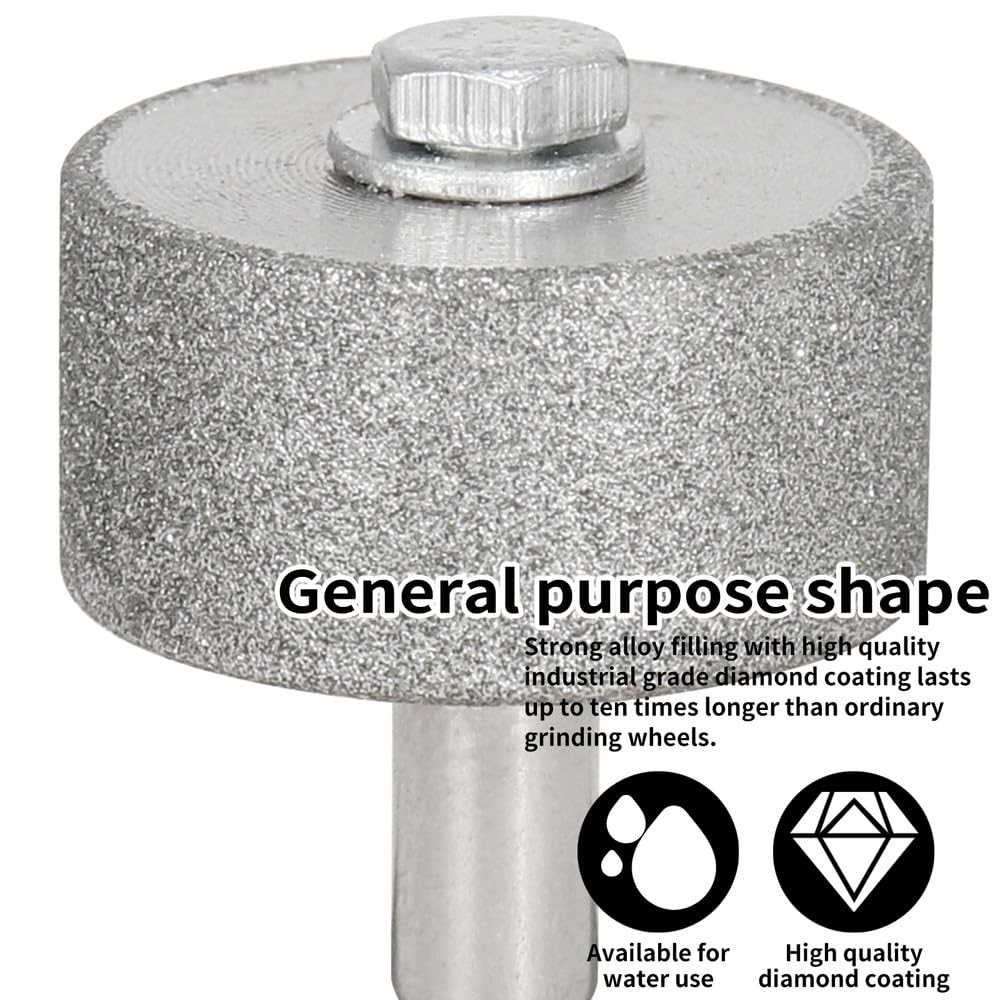 Tête de meulage de type cylindre diamanté de 20 mm, roue abrasive pour bijoux en jade, bracelet, pierre de verre, outil de polissage avec tige de 3 mm, 5 pièces, 1