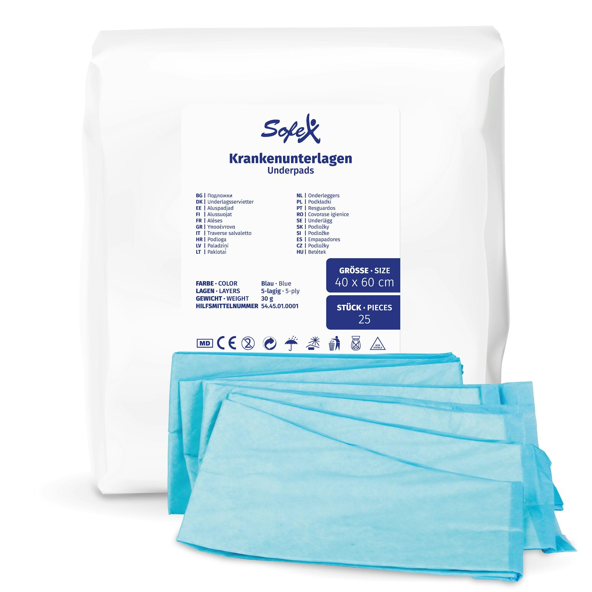 Sofex Traversine Assorbenti Usa e Getta 40×60 cm, 50 Pezzi – 5 Strati, Impermeabili e ad Alta Assorbenza, Protezione per Letto e Assistenza in Caso di Incontinenza