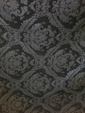 Damask Tapestry Chenille Fabric - Upholstery Fabric, 60" Width - Sold by The Yard Black/Black