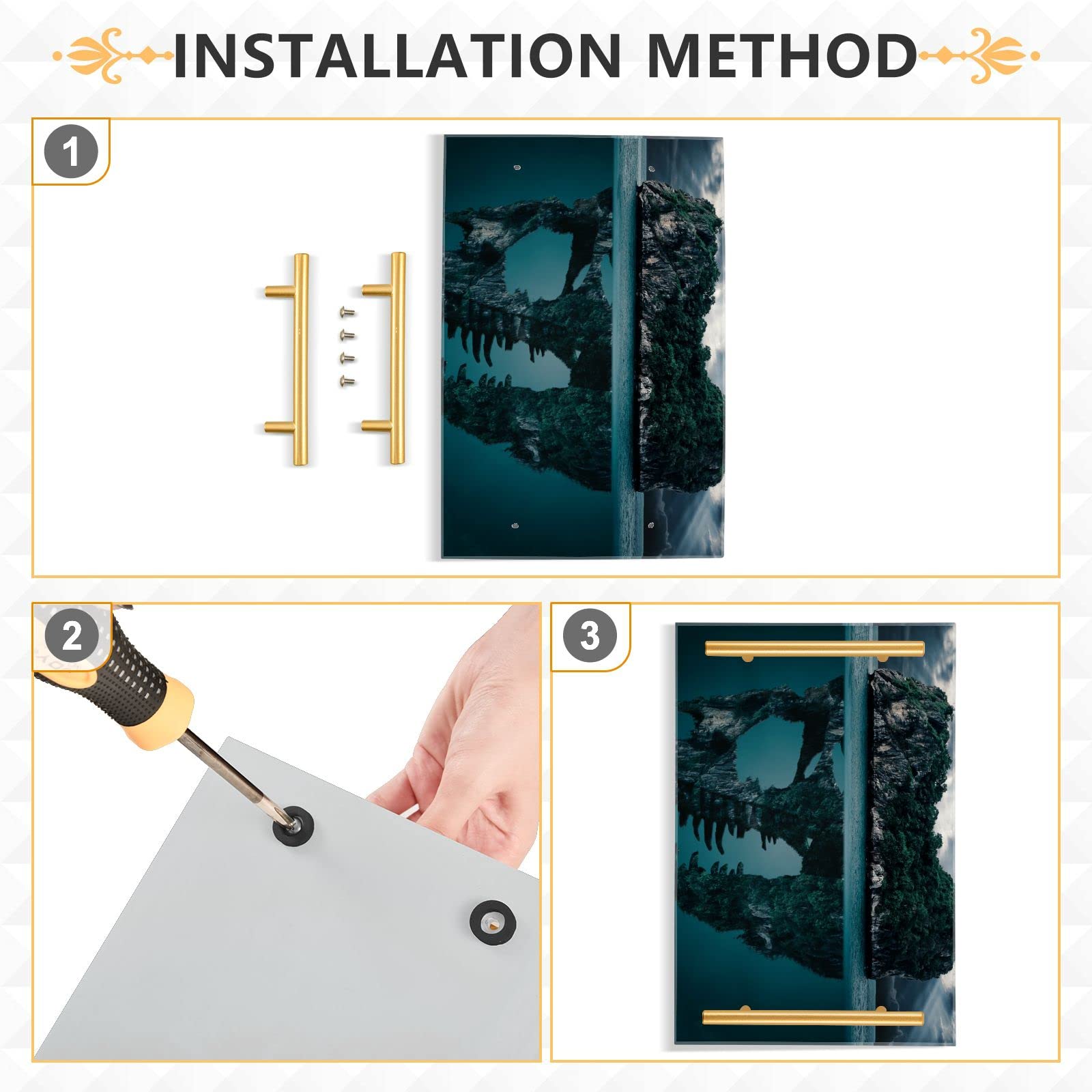 NFMILI Island of Dino Skull Vanity Tray Rectangle Acrylic Vanity Trinket Coffee Table Trays for Centerpieces Modern Home Decor for Bedroom Bathroom Kitchen Living Room 7.9 × 11.8 inch