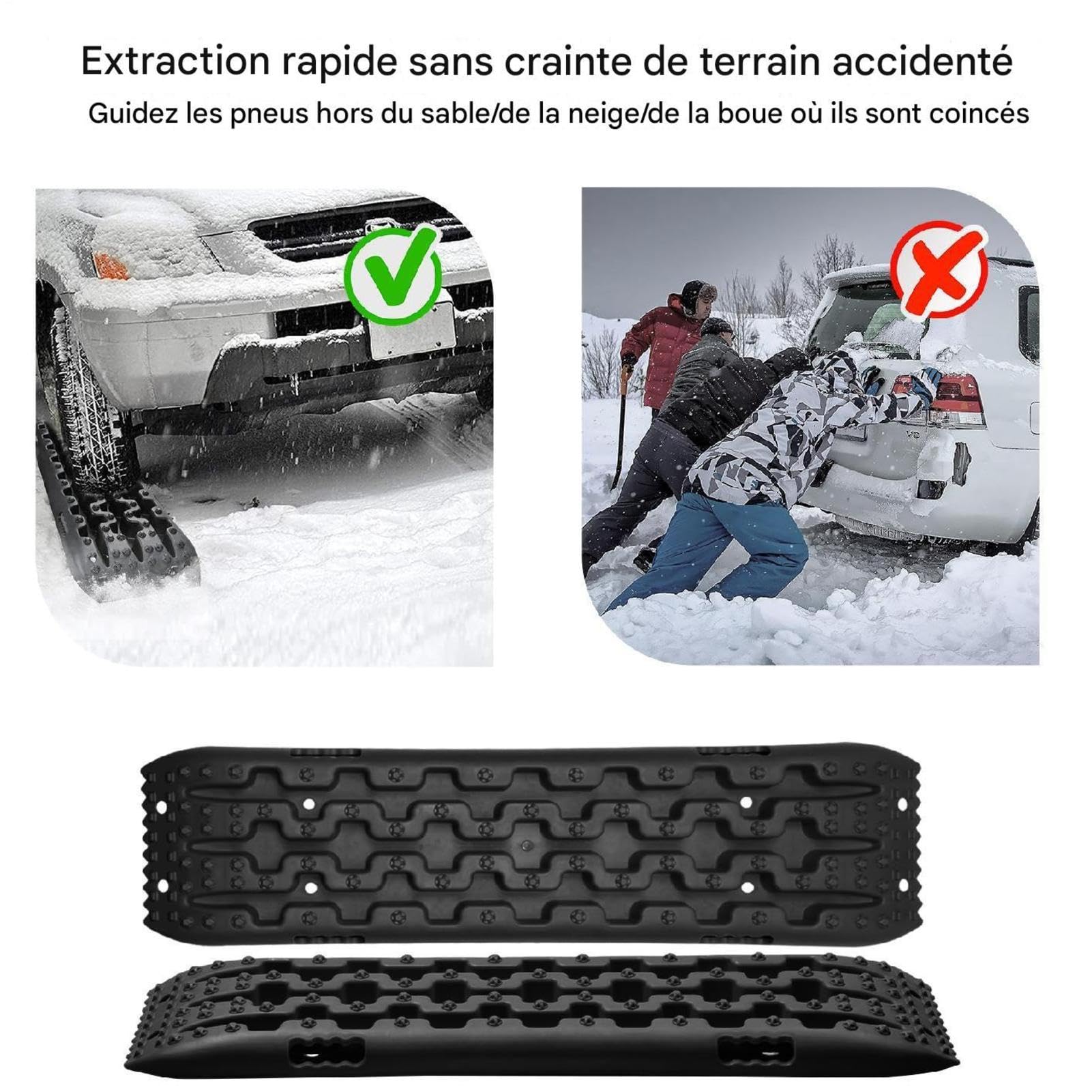 2 Pièces Plaques De Sable Tout-terrain,Tapis De Traction Échelle De Pneu
