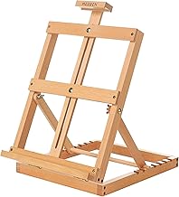 MEEDEN Heavy-Duty Tabletop Studio H-Frame Wooden Easel- Solid Beech Wood Adjustable Artists Desktop Wood Easel Table for Artist, Beginners & Teens- Holds Canvas Art up to 23" High