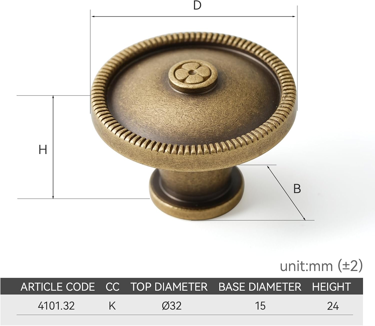 10 Pack Solid Brass Cabinet Knobs 1-1/4 Inch (32mm) Antique Brass Drawer Knobs Bathroom and Kitchen Fixture Handles