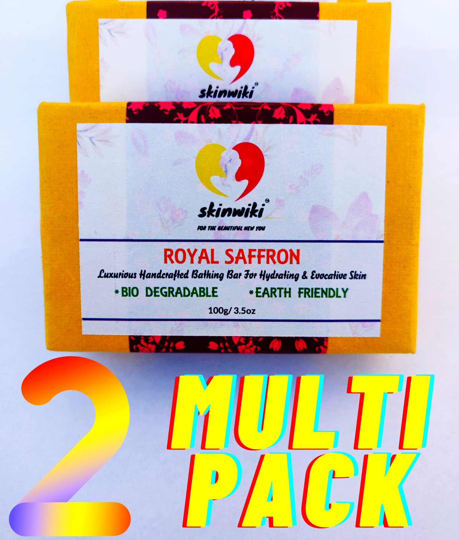 Skinwiki Royal Saffron Luxurious Handcrafted Bathing Bar For Hydrating & Evocative Skin Beauty Moisturising Bathing Soap (Multi Pack of 2)