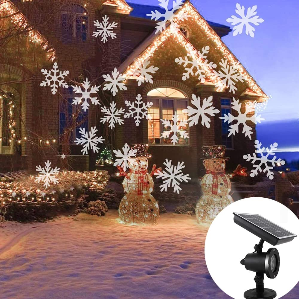 Le Projecteur Solaire De Flocon De Neige LED Imperméable De Chutes De Neige Allume La Lampe Extérieure De Paysage De Jardin Pour L'usage De Noël De Noce,Blanc