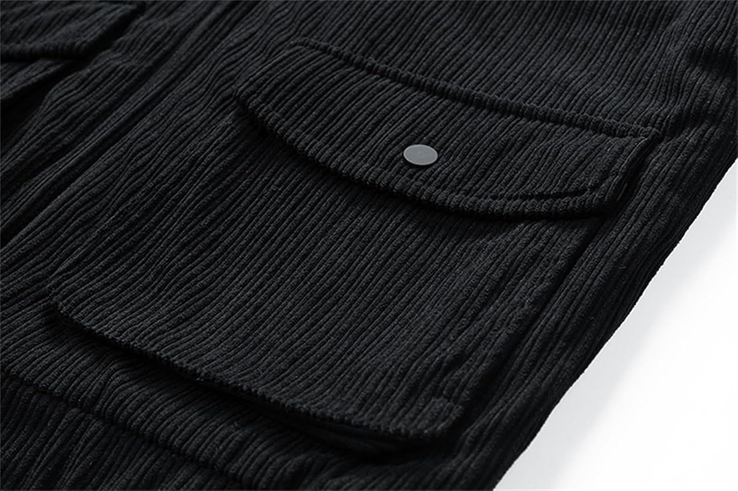 Corduroy Jacket Men Winter Bomber Jackets Fleece Outdoor Full Zip Coat Open Front Outerwear Warm Casual Cardigan Coats Black