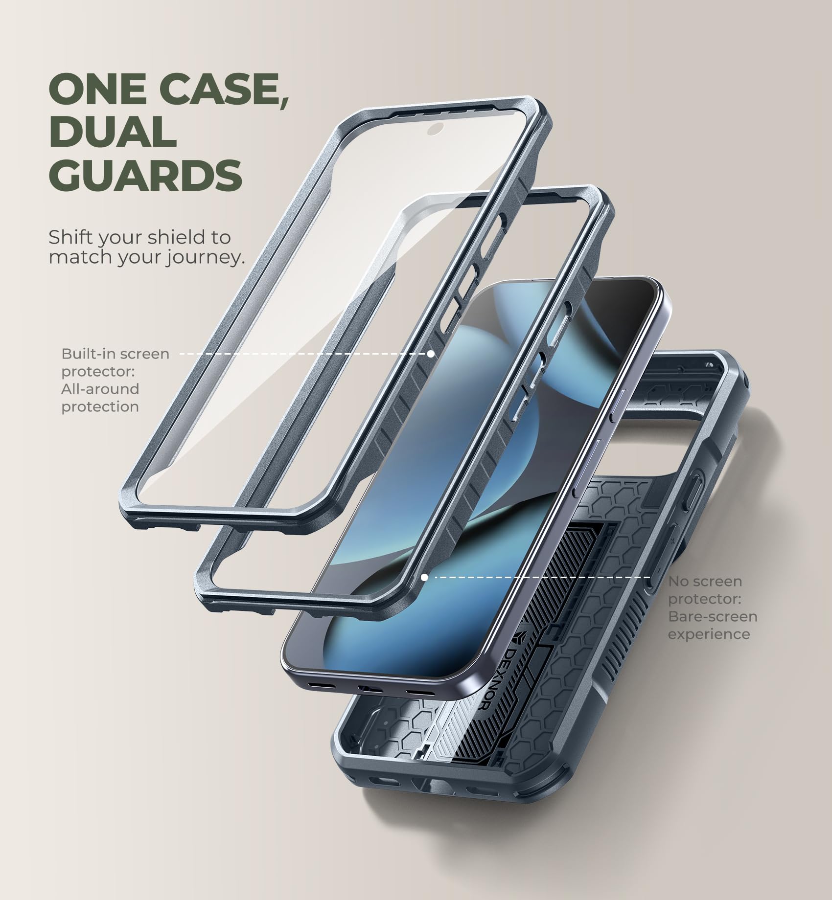 Dexnor para Funda Google Pixel 11&11 Pro con Tapa Deslizante Cámara & 2 Marcos Delanteros & Protector de Pantalla Integrado & Soporte, Carcasa Protectora Integral a Prueba de Golpes Resistente - Azul
