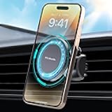 Car Vent Phone Mount - Magnetic Phone Holder for Car, Very Strong Magnet, Upgrade Twist Lock AC Mount, Compatible with MagSafe, iPhone, Galaxy, Pixel & Other Smartphones, 360 Adjustable