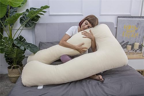 Miniatura 61 de MOON PINE Almohada de embarazo, almohada de cuerpo completo en forma de U para apoyo de maternidad, almohada de dormir con funda para mujeres Azul