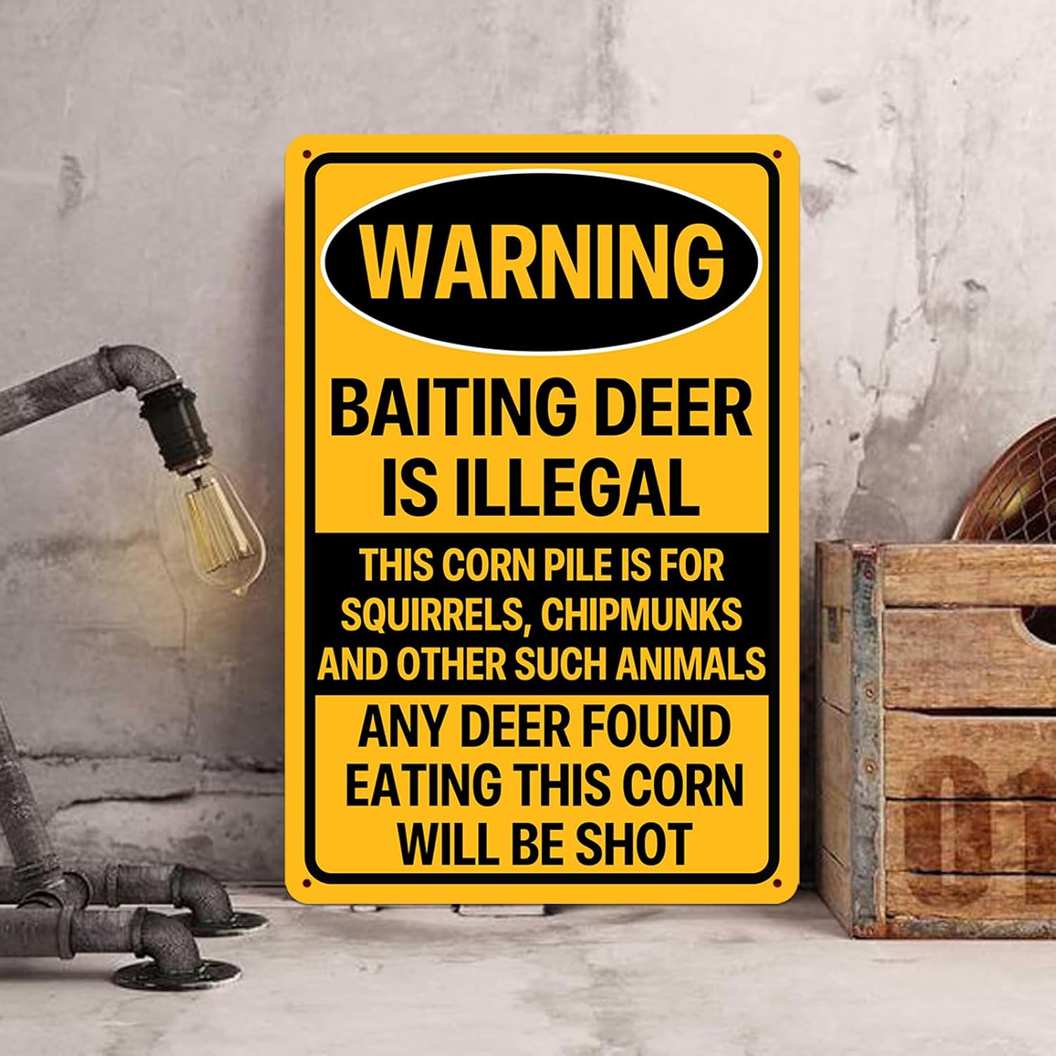 Hunting Gifts for Men Cabin Decor Funny Hunting Signs for Man Cave Bar Sign Unique Gifts for Hunters Hunt Warning Baiting Deer Is Illegal Metal Tin Signs Cool Hunter Gift Accessories 8x12 Inch image 3