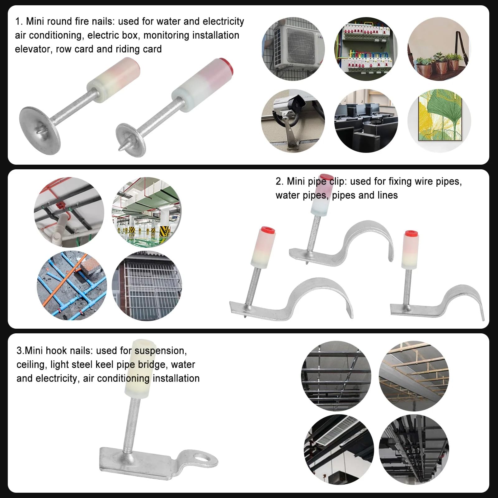 NEWFUN Pistola Sparachiodi,Pistola Manuale Sparachiodi,con 100 Chiodi, Spara Chiodi Per Cemento E Ferro,Portatile Nail Gun Regolabile, con Occhiali di Protezione e Custodia in Plastica Portatile