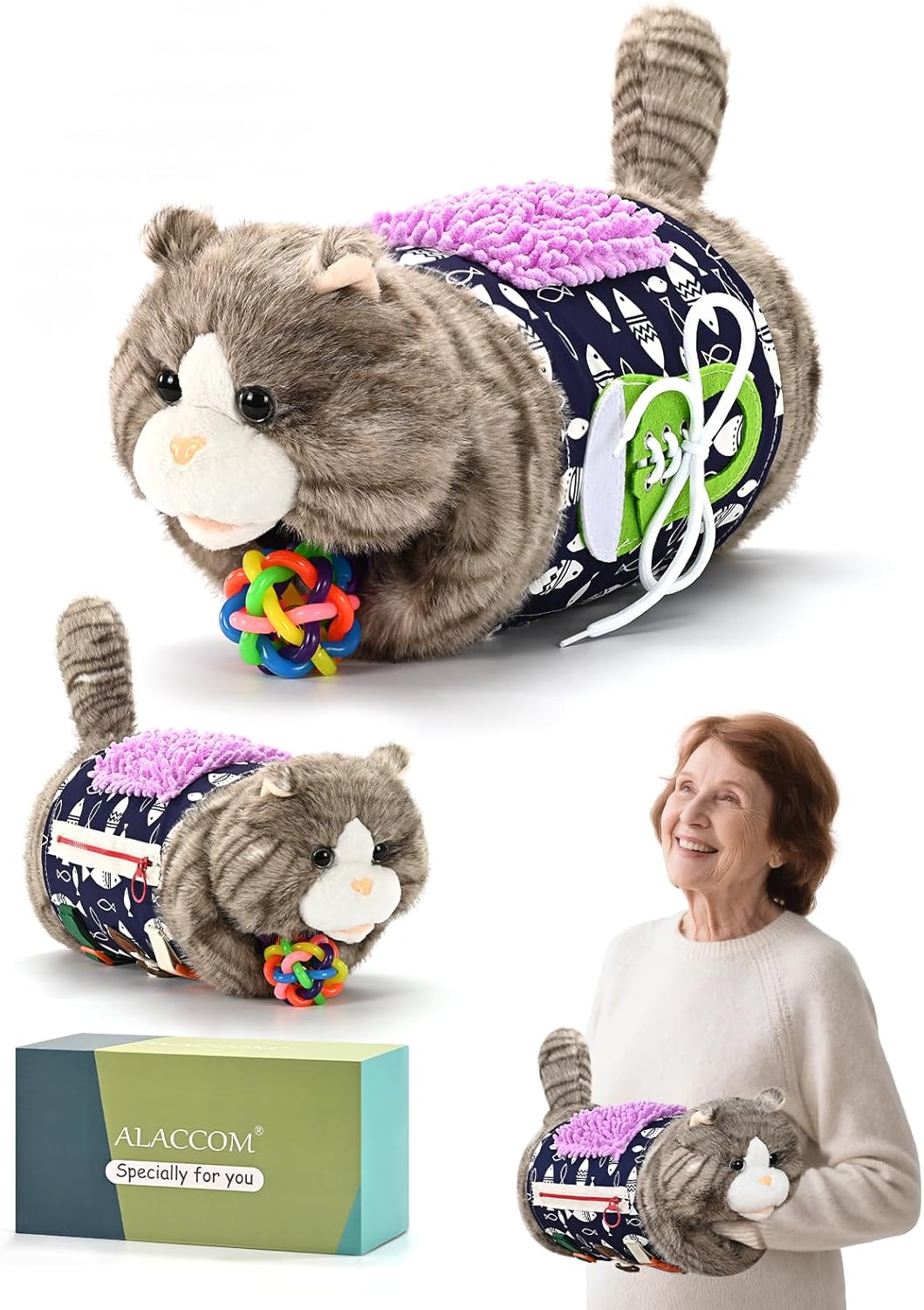 Fidget Blanket and Muff Cat for Adults with Dementia, Alzheimers Dementia Activities Products for Elderly and Seniors,Fidget Gift and Game Toys for Alzheimer’s or Dementia.