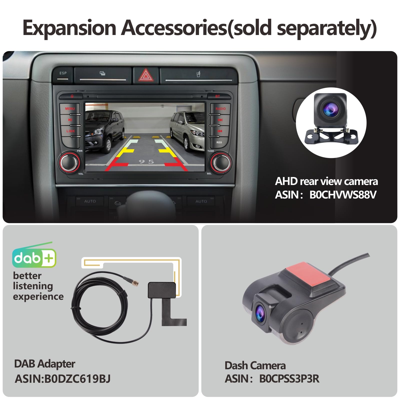 Radio de Coche para Audi A4 S4 RS4 2003-2012 Compatible con inalámbrico Carplay Android Auto, Radio de automóvil de Pantalla táctil de 7 Pulgadas Am/FM/RDS/Bluetooth/USB